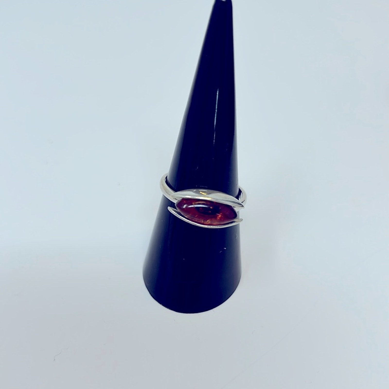 Vintage 925 Cognac Amber Ring Size 7.5